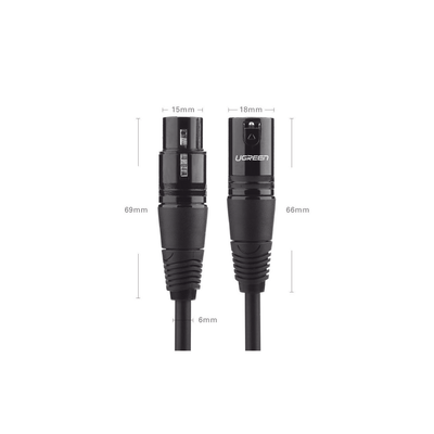 Cable XLR Balanceado / 3 Pines Macho a Hembra / 10 m (32.8 f