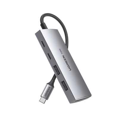 HUB USB-C 3.2 Gen 2 / 4 Puertos / 10 Gbps / Aluminio / Nylon