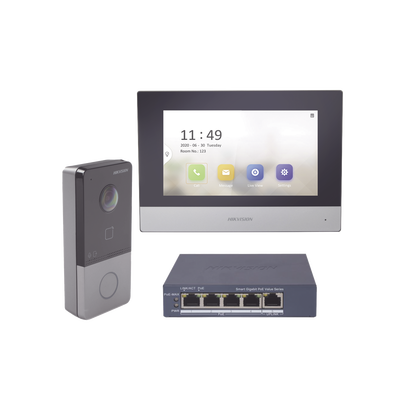 Kit de Videoportero IP + Switch Poe Poe Estandar con llamada a App de