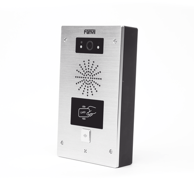 Video Portero IP 2 Líneas SIP Cámara HD 2MP IR Nocturno RFID IP65 e IK10 PoE 802.3af Onvif -40°C a 70°C — Fanvil