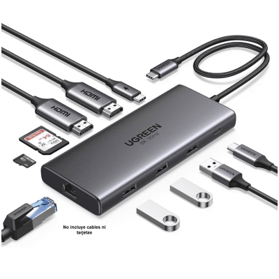 Docking Station USB-C 10 en 1 / Dual HDMI 4K 60Hz y 8K 30Hz 