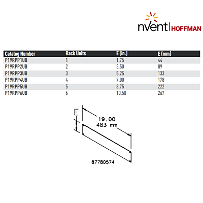 Tapa Ciega para Rack 2 UR Acero 2.66 mm — HOFFMAN