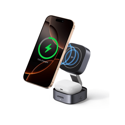 Cargador Inalámbrico 2 en 1 / Qi 2 15W / Base Auriculares 5W