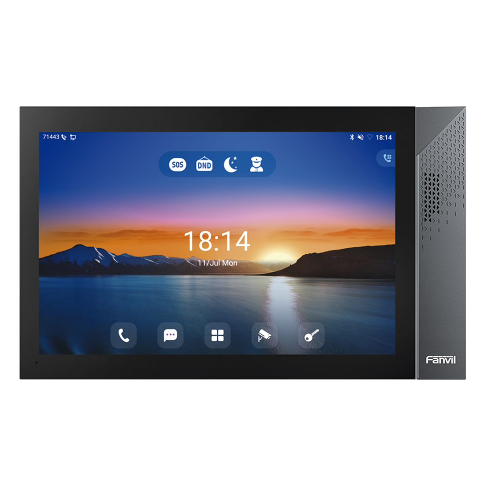Monitor IP SIP para Interior Pantalla Táctil 10.1" Android 9.0 Wi-Fi Dual Band Bluetooth 5.0 PoE 8 Entradas de Alarma — Fanvil