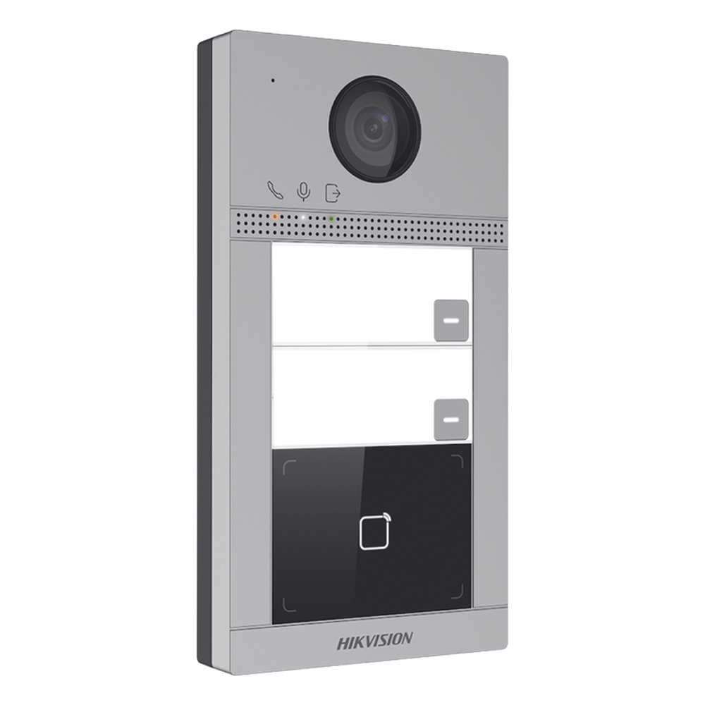 Videoportero IP 2 Megapixel PoE IP65 + IK08 2 Departamentos 2 Puertas 6 Monitores 129° IR 3m (9.84 ft) — Hikvision