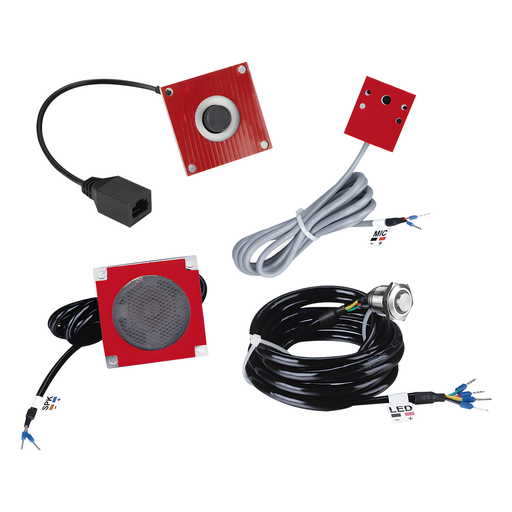 Kit de Accesorios para Intercomunicación Cámara IP 720p HD Micrófono Resistente al Agua Parlante 5W 8Ω Botón de Llamada Plug and Play — Fanvil
