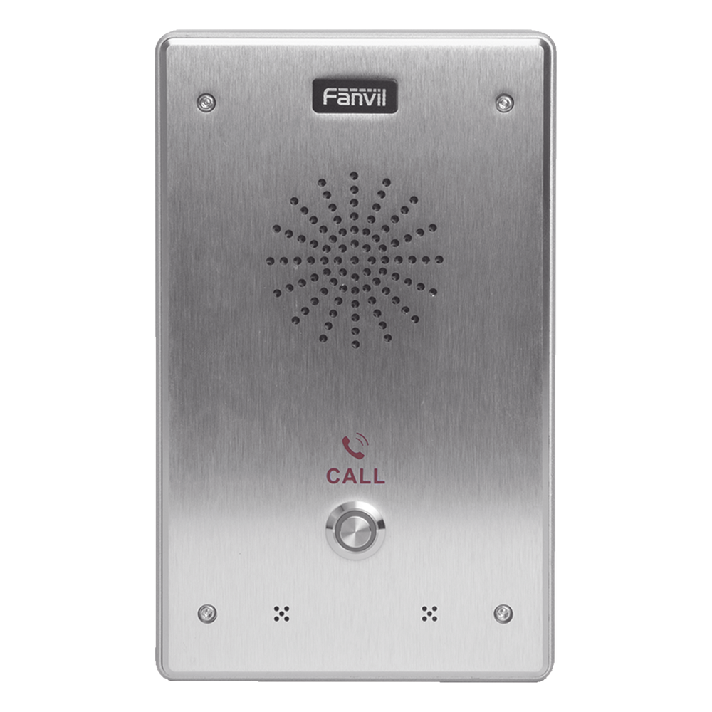 Intercomunicador IP 2 Líneas SIP 2 Relevadores PoE 802.3af Anti-Vandálico IP65 e IK10 -40°C a 70°C — Fanvil