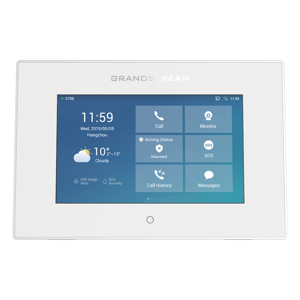 Intercom y Panel de Control de Acceso SIP Pantalla Táctil 7" 1024x600 Wi-Fi Dual Band Audio HD Full-Duplex PoE 4 Entradas de Alarma — Grandstream