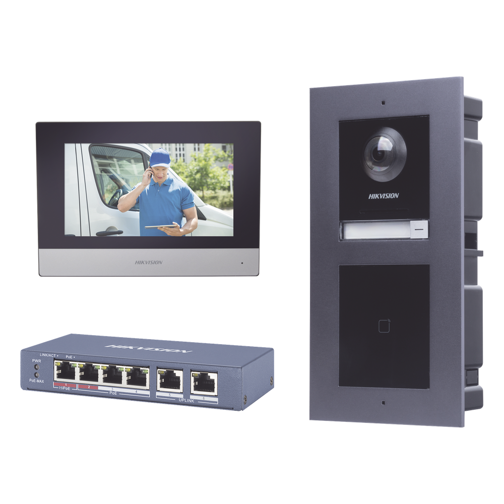 Videoportero IP 2 Megapixel 7 Frentes de Calle 2 Salidas Relé IR Oculto 3 m (9.8 ft) PoE 802.3af IP65 — Hikvision