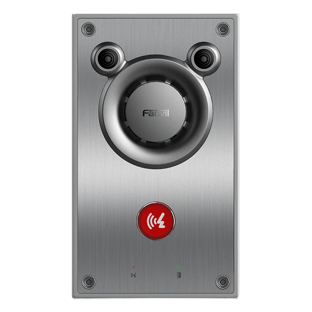 Intercomunicador IP de Emergencia Altavoz 10W 2 Líneas SIP IP66 e IK10 PoE 802.3af Rango -40°C a 70°C — Fanvil