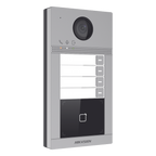 Videoportero IP 2 Megapixel PoE IP65 + IK08 4 Departamentos Apertura con Tarjeta 2 Puertas 6 Monitores 129° IR 3m — Hikvision