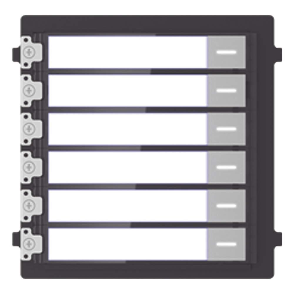 Módulo de Botones para Videoportero Modular 6 Botones Montaje Empotrado o Superficie IP65 Consumo 2 W — Hikvision
