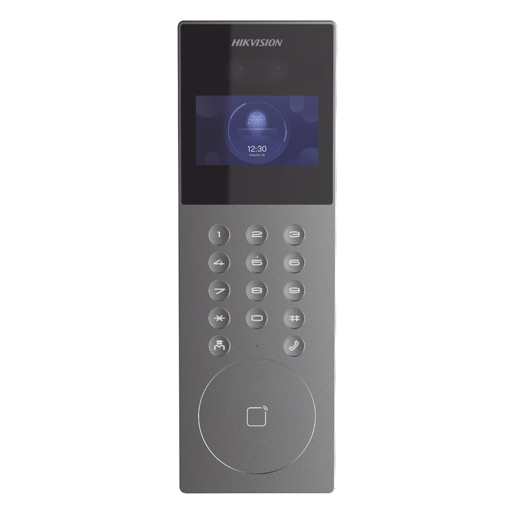 Videoportero IP Multiapartamento 1080p HD Reconocimiento Facial IA Pantalla 4.3' 5,000 Rostros 25,000 Tarjetas IP65 500 Departamentos 9 Frentes de Calle — Hikvision