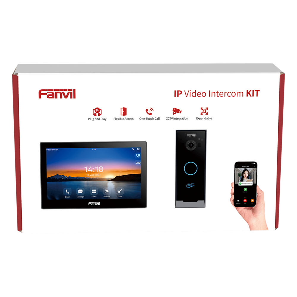 Kit Videoportero IP Pantalla Táctil 7" HD Cámara 2 Megapixel Wi-Fi Dual Band PoE 10,000 Tarjetas RFID ONVIF — Fanvil