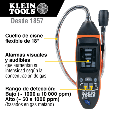 Detector de Fugas de Gas Combustible 50-10,000 ppm — KLEIN TOOLS