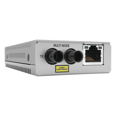 Convertidor de medios Fast Ethernet a fibra óptica, conector ST, multimo — ALLIED TELESIS