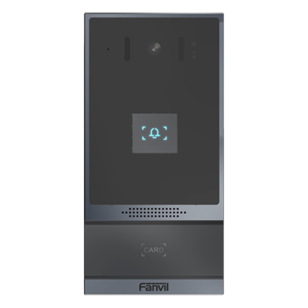 Videoportero IP 2 Megapixel Full HD SIP y ONVIF 2 Relevadores Control de Acceso RFID IP66 e IK07 PoE 802.3af — Fanvil