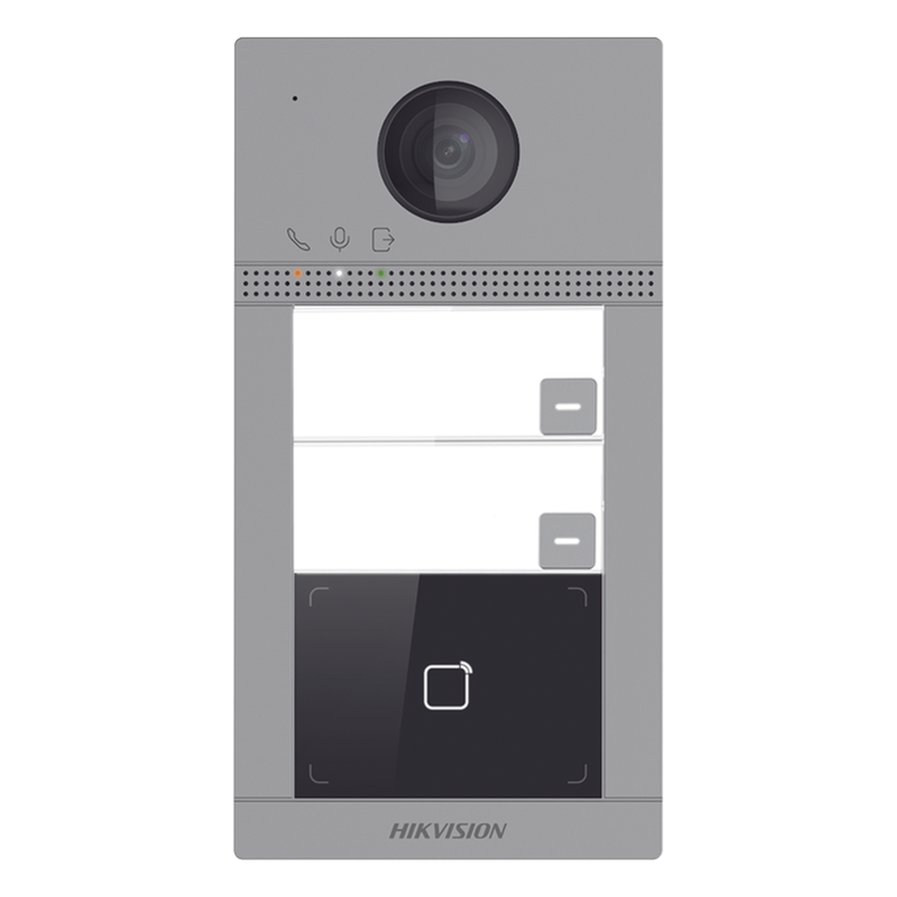 Videoportero IP 2 Megapixel PoE IP65 + IK08 2 Departamentos 2 Puertas 6 Monitores 129° IR 3m (9.84 ft) — Hikvision