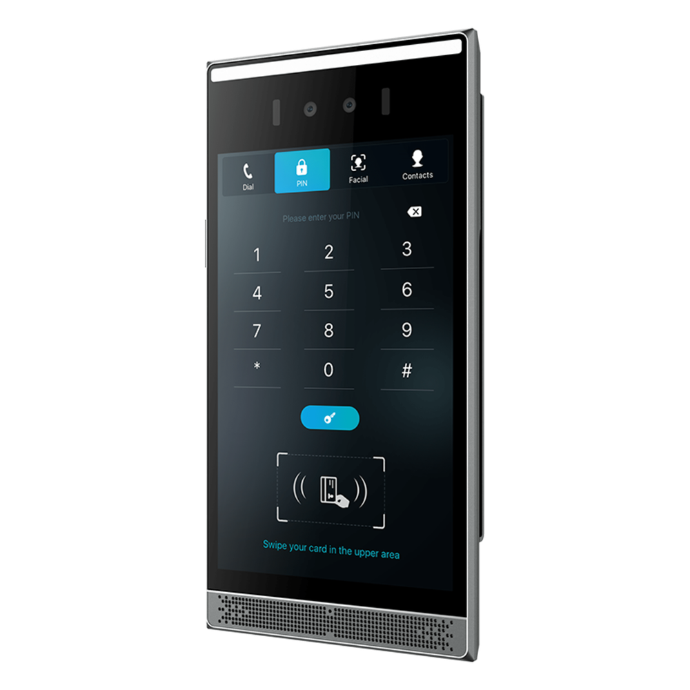 Videoportero IP Pantalla Táctil IPS 8" Reconocimiento Facial 10,000 Rostros Cámara 2MP Lente Dual 7 Métodos de Acceso BLE + Wiegand IP66 IK07 PoE — Fanvil