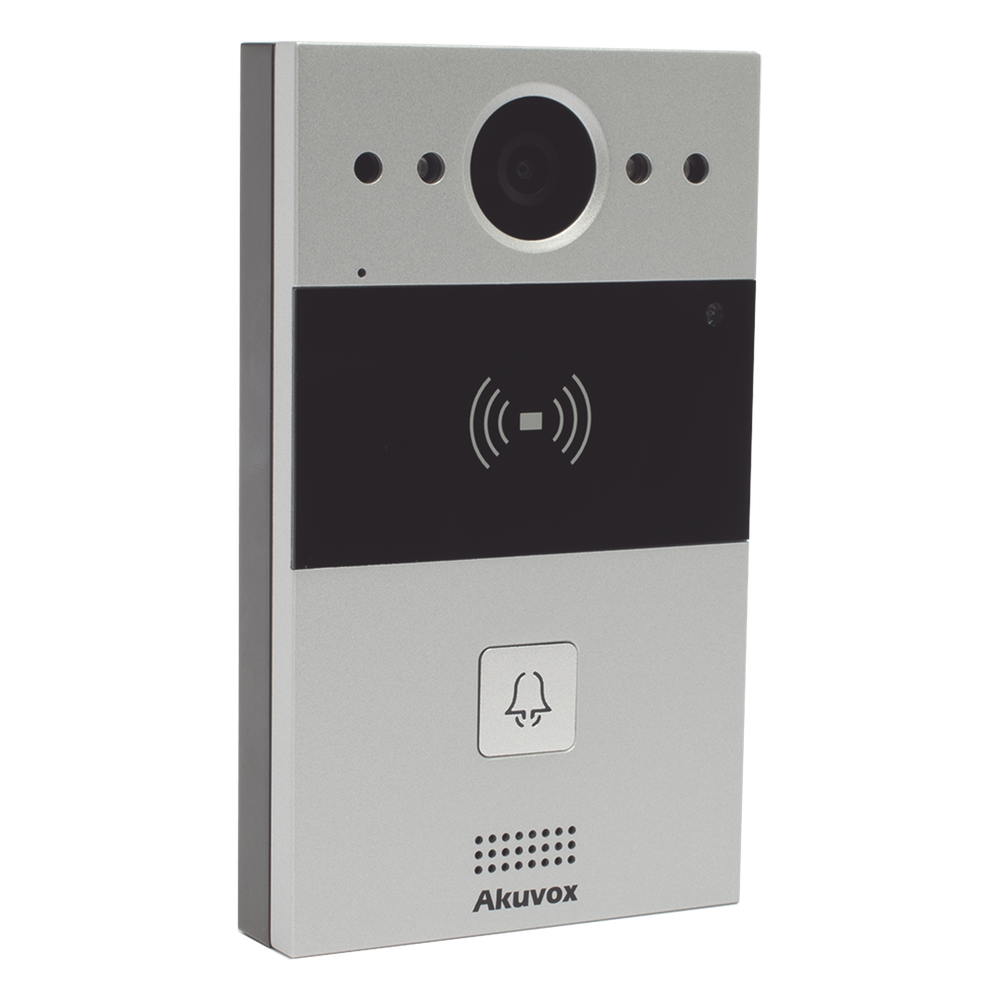 Videoportero IP 1 Botón Cámara 2 Megapixel 110° Lector MIFARE y PROX EM SIP ONVIF IP65 PoE Control 2 Puertas Cloud — Akuvox