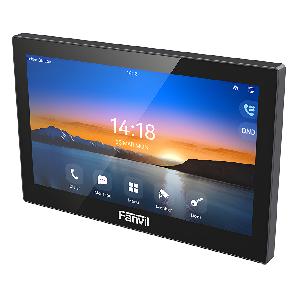 Monitor IP SIP para Interior Pantalla Táctil 7 Pulgadas Video HD 1080p H.264 Wi-Fi y Ethernet 10 100 Mbps Control de Acceso Remoto — Fanvil