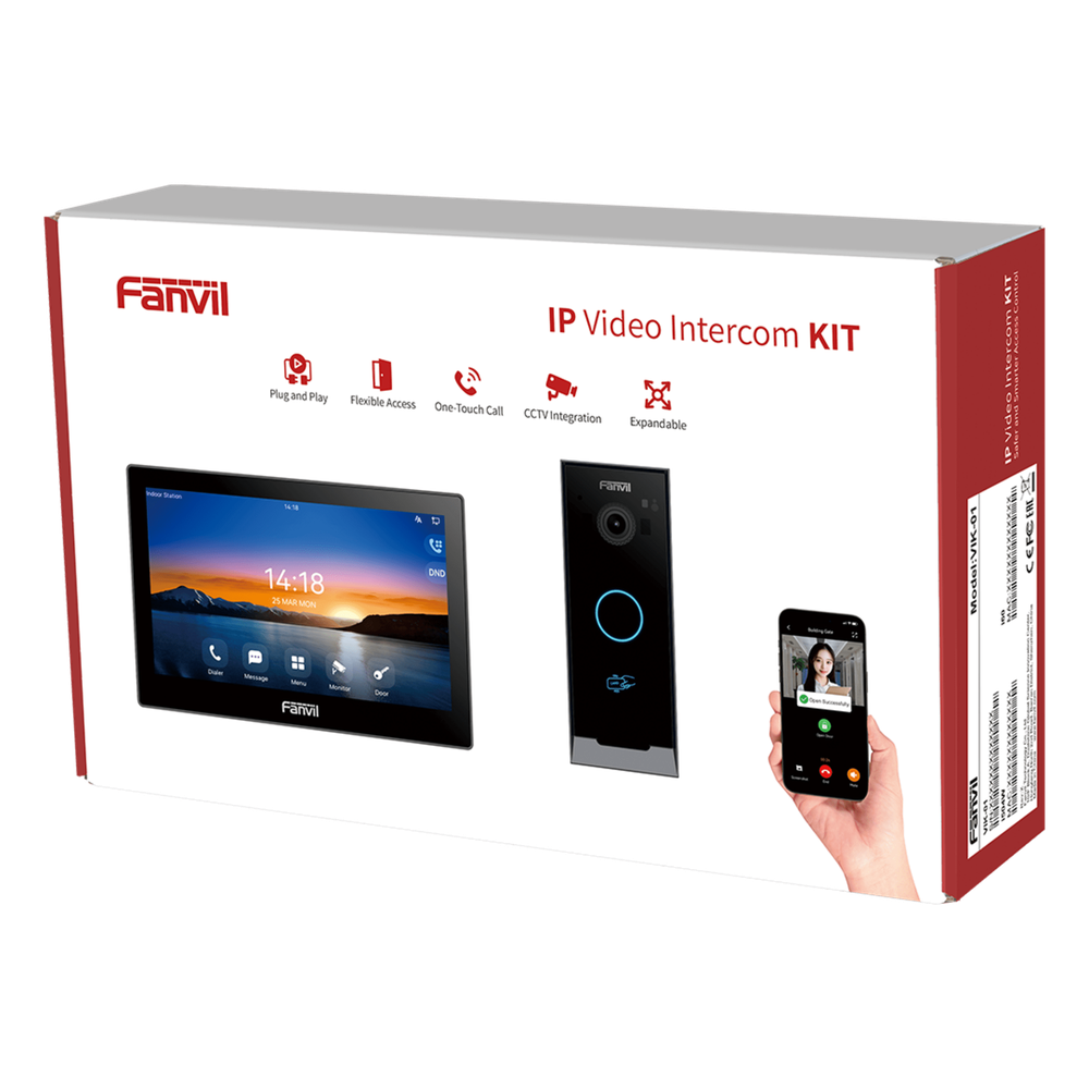 Kit Videoportero IP Pantalla Táctil 7" HD Cámara 2 Megapixel Wi-Fi Dual Band PoE 10,000 Tarjetas RFID ONVIF — Fanvil