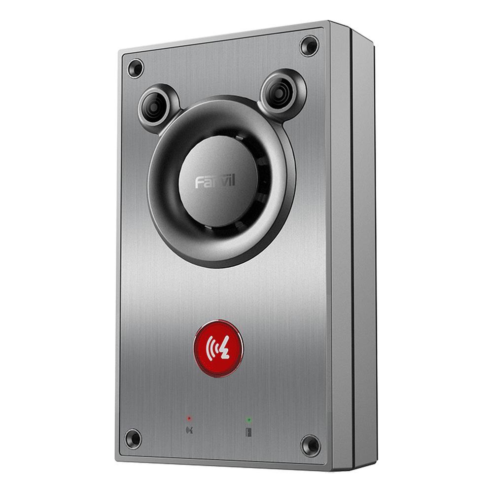 Intercomunicador IP de Emergencia Altavoz 10W 2 Líneas SIP IP66 e IK10 PoE 802.3af Rango -40°C a 70°C — Fanvil