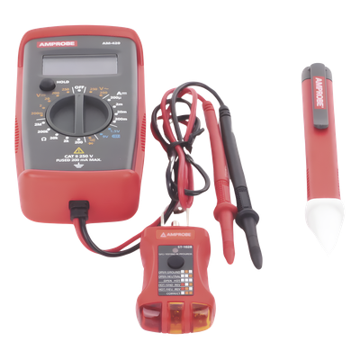 KIT Básico 3 en 1 con Multímetro Digital + Detector de Tensión sin Conta — AMPROBE
