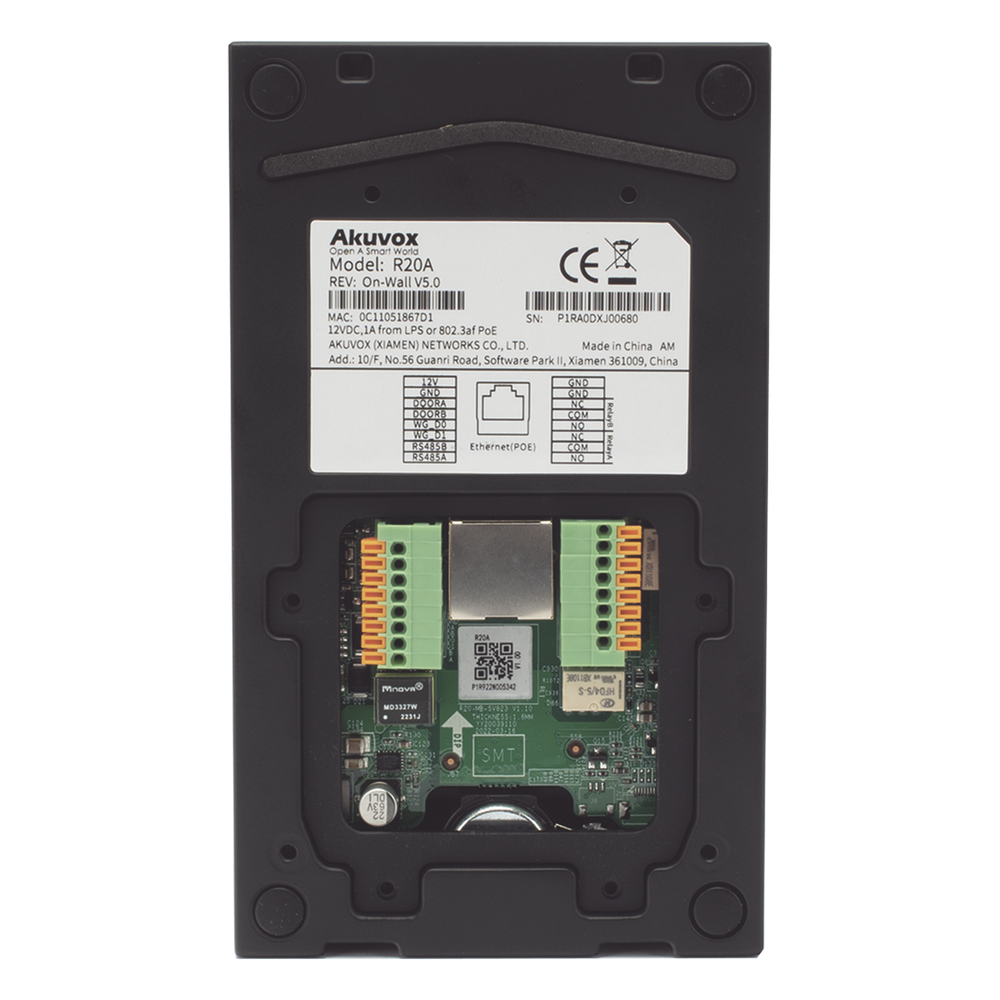 Videoportero IP 1 Botón Cámara 2 Megapixel 110° Lector MIFARE y PROX EM SIP ONVIF IP65 PoE Control 2 Puertas Cloud — Akuvox