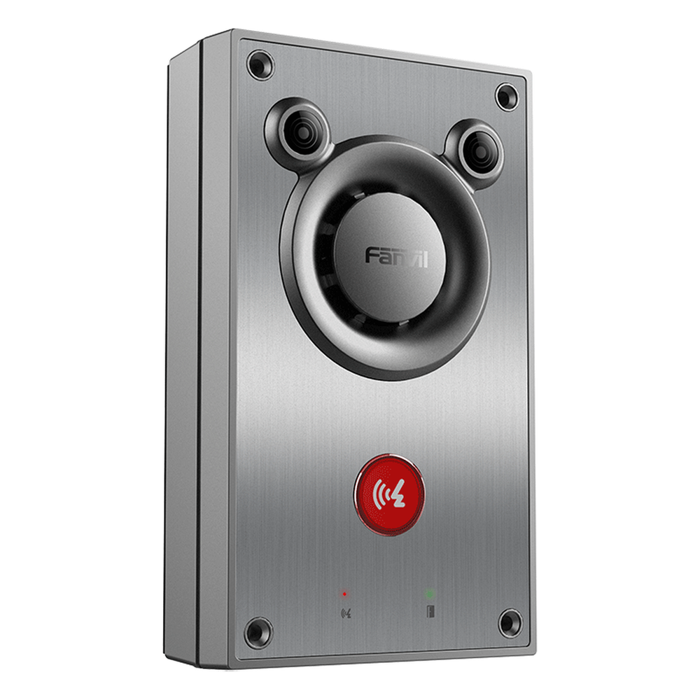 Intercomunicador IP de Emergencia Altavoz 10W 2 Líneas SIP IP66 e IK10 PoE 802.3af Rango -40°C a 70°C — Fanvil