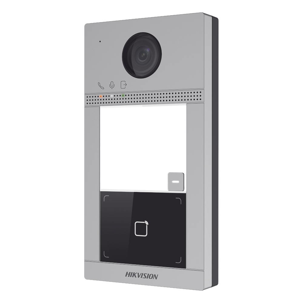Videoportero IP 2 Megapixel PoE IP65 + IK08 1 Departamento Lector Mifare 2 Puertas 6 Monitores Visión Nocturna IR 3m Ángulo 129° — Hikvision