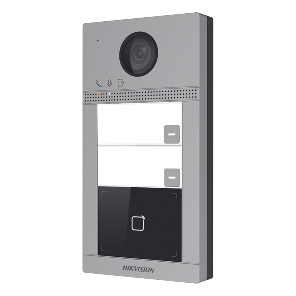 Videoportero IP 2 Megapixel PoE IP65 + IK08 2 Departamentos 2 Puertas 6 Monitores 129° IR 3m (9.84 ft) — Hikvision