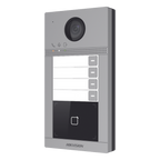 Videoportero IP 2 Megapixel PoE IP65 + IK08 4 Departamentos Apertura con Tarjeta 2 Puertas 6 Monitores 129° IR 3m — Hikvision