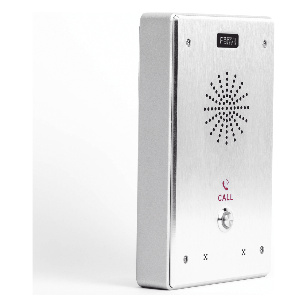 Intercomunicador IP 2 Líneas SIP 2 Relevadores PoE 802.3af Anti-Vandálico IP65 e IK10 -40°C a 70°C — Fanvil