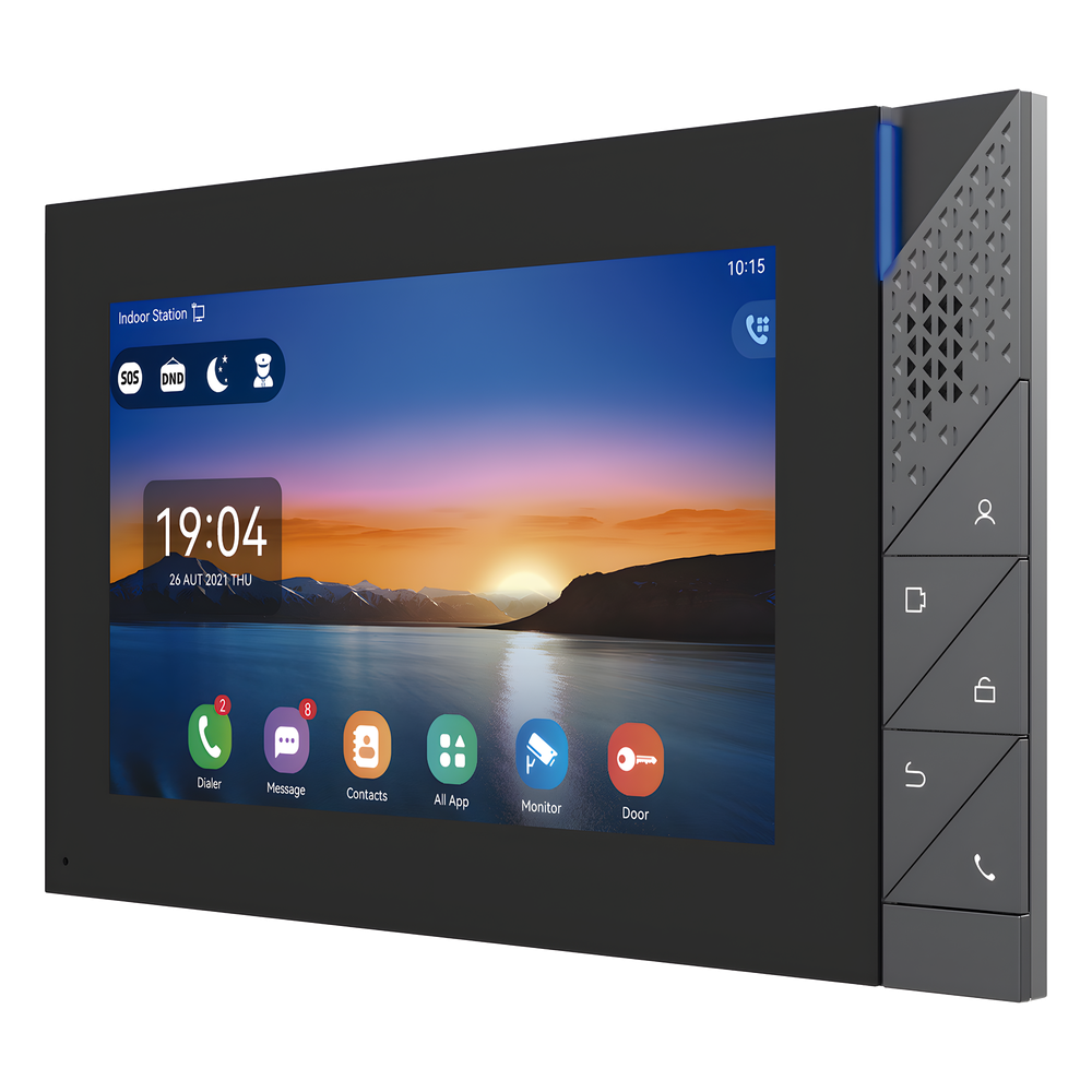 Monitor IP SIP Pantalla Táctil 7" Android 9.0 Wi-Fi Dual Band Bluetooth 5.0 PoE 8 Entradas de Alarma — Fanvil