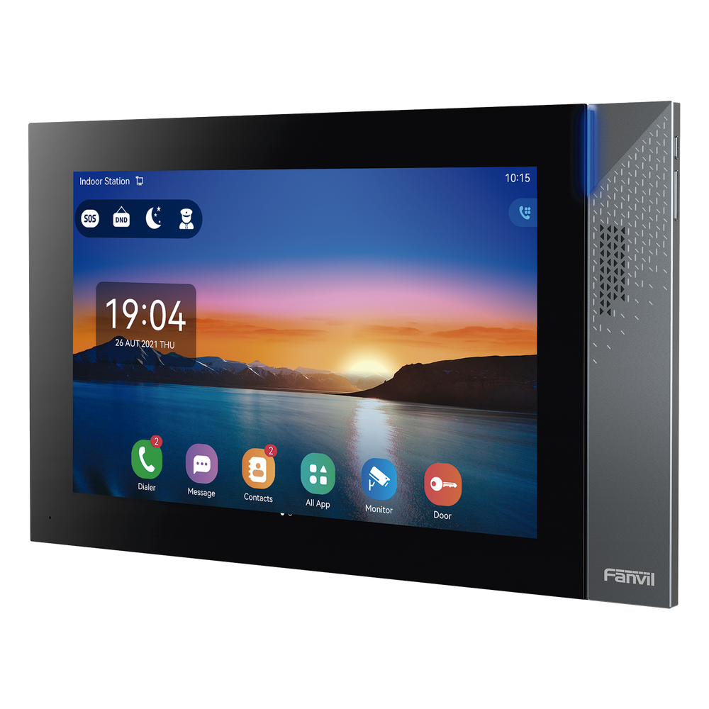 Monitor IP SIP para Interior Pantalla Táctil 10.1" Android 9.0 Wi-Fi Dual Band Bluetooth 5.0 PoE 8 Entradas de Alarma — Fanvil