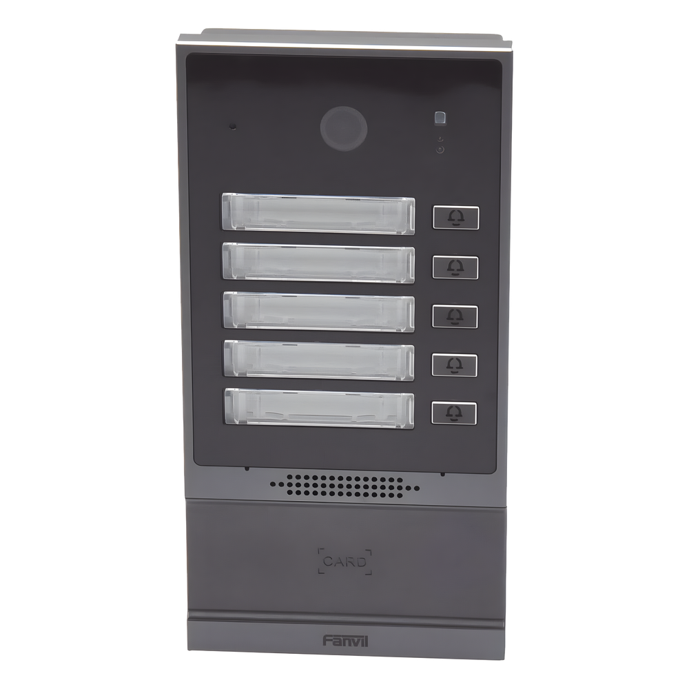 Videoportero IP 2 Megapixel 5 Botones de Marcación Rápida IP66 - IK07 PoE Control de Acceso RFID Anti-Vandálico — Fanvil