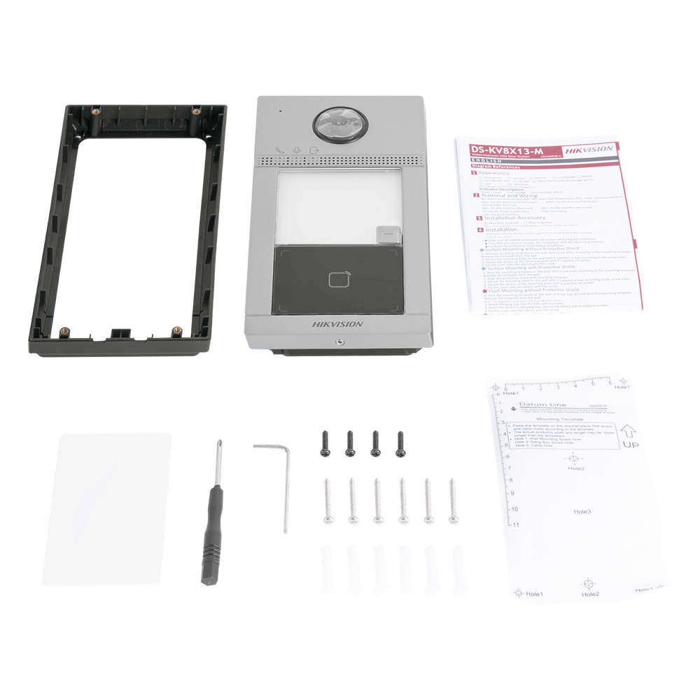 Videoportero IP 2 Megapixel PoE IP65 + IK08 1 Departamento Lector Mifare 2 Puertas 6 Monitores Visión Nocturna IR 3m Ángulo 129° — Hikvision