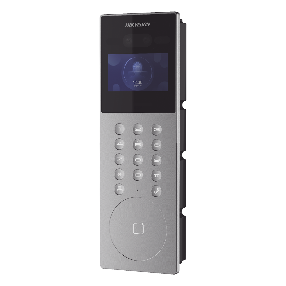 Videoportero IP Multiapartamento 1080p HD Reconocimiento Facial IA Pantalla 4.3' 5,000 Rostros 25,000 Tarjetas IP65 500 Departamentos 9 Frentes de Calle — Hikvision