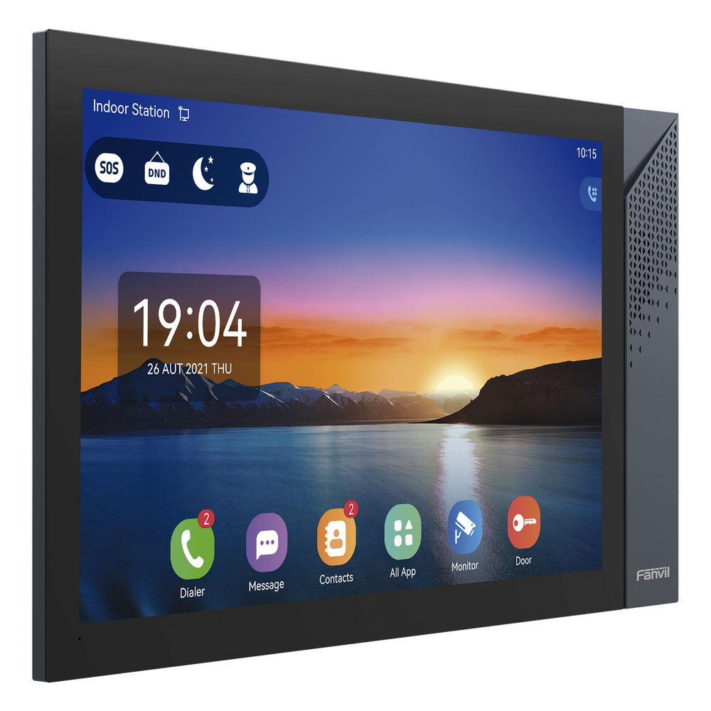 Monitor IP SIP para Interior Pantalla Táctil 10.1" Android 9.0 Wi-Fi Dual Band Bluetooth 5.0 PoE 8 Entradas de Alarma — Fanvil