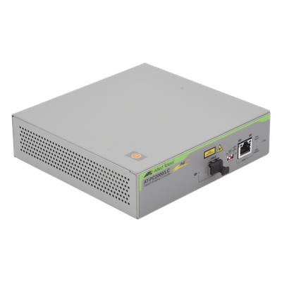 Convertidor de medios Gigabit Ethernet PoE+ a fibra óptica, conector LC, — ALLIED TELESIS