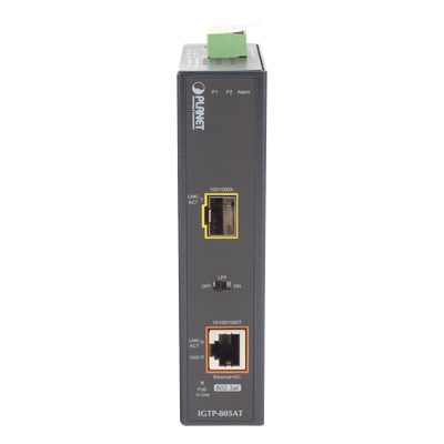 Convertidor de Medios PoE Industrial, Puerto SFP 1000BASE-SX — PLANET