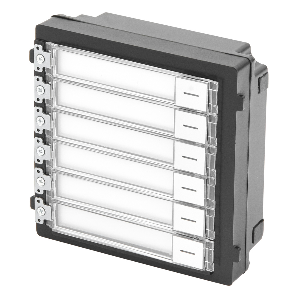 Módulo de Botones para Videoportero Modular 6 Botones Montaje Empotrado o Superficie IP65 Consumo 2 W — Hikvision