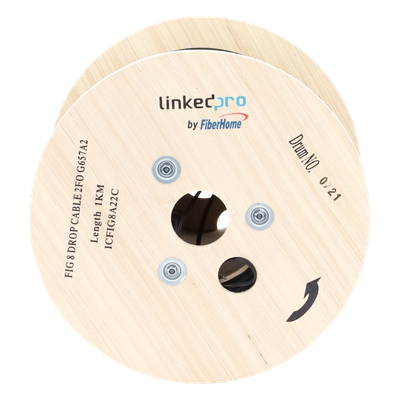 Carrete de 1 km de Fibra Óptica Aérea Mini Figura 8 G.657A2 Tipo Drop, M — LINKEDPRO BY FIBERHOME