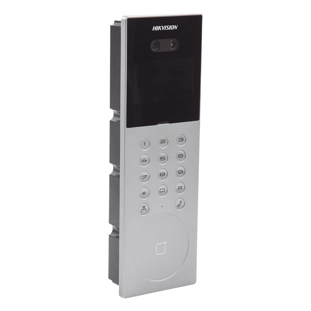 Videoportero IP Multiapartamento 1080p HD Reconocimiento Facial IA Pantalla 4.3' 5,000 Rostros 25,000 Tarjetas IP65 500 Departamentos 9 Frentes de Calle — Hikvision